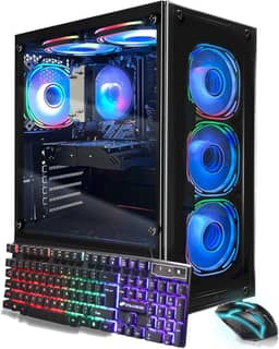 STGAubron Computador desktop para jogos, AMD Ryzen 5 5500 até 4,2GHz, GeForce RTX 3050 6G, 32G DDR4, 1T SSD, WiFi 6 5G e BT 5.2, RGB Fan x6, Windows 11 Home