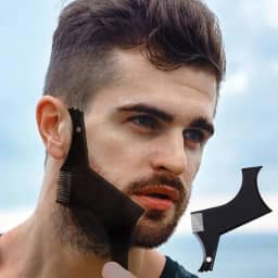 Ferramenta de modelagem de barba para homens – Pente de modelo de barba DIY para aparar e cuidar perfeitamente da barba (preto)