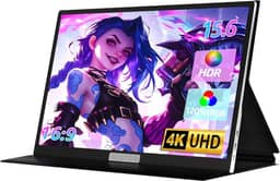 Monitor portátil 4K 39.6 cm UHD 3840 * 2160 monitor portátil para jogos 130% sRGB tela sensível ao toque de metal leve com mini monitor de viagem HDMI tipo C para laptop, PC, Mac, PS4/5