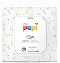 Papi Textil Fralda Papi Luxo C/ Bainha Estampada 70Cm X 67Cm Contem 05 Unidades