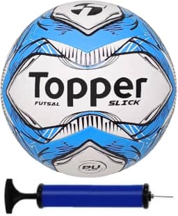 Bola Futsal Topper Slick Azul + Bomba De Ar