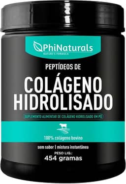 Colágeno Hidrolisado em Pó PhiNaturals - 454 gramas - 45 dias - Pó Sem Sabor - Peptídeos de Colageno
