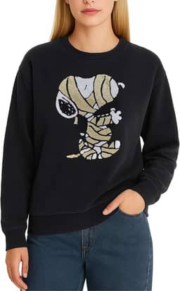 Moletom feminino - Snoopy and Friends pulôver de lã gráfico gola redonda moletom para mulheres (tamanhos: P-GG)