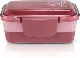 Marmita 2 Divisorias Vasilha Esquenta Fitness Congelar Pote Cor:Rosa