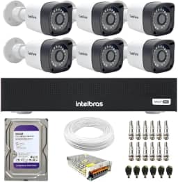 Kit 6 Câmeras Segurança Full HD DVR Intelbras 8 Canais Com HD Completo