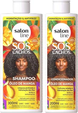 Salon Line, Kit Shampoo e Condicionador, S.O.S Cachos, Óleo de Manga, Vegano - Para Cabelos Ondulados, Cacheados e Crespos, 2 Unidades