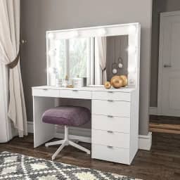 Penteadeira Camarim com Espelho 7 Gavetas Diamante Espresso Móveis Branco