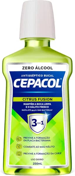 Cepacol - Enxaguante Bucal Citrus Fusion - Sem Álcool, Refrescante e Antisséptico - 250ml