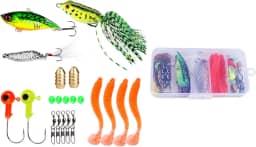 Kit de Isca Artificial Sougayilang Pesca Misturado com Ganchos e Acessórios de Iscas Suaves para Pesca de Águas Doce e Salgada Truta Salmão