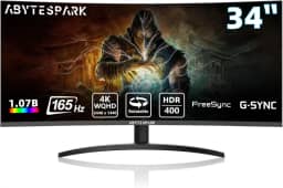 Monitor de jogos WQHD 4K (3440 × 1440) curvo de 34 polegadas, 165Hz 1500R-PIP/PBP, 1ms (MPRT), HDR400, DCI-P3 95%, FreeSync e G-Sync, 2 DP 1.4 e 2 HDMI 2.0, ajuste de altura de inclinação