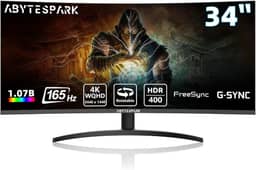Monitor de jogos WQHD 4K (3440 × 1440) curvo de 34 polegadas, 165Hz 1500R-PIP/PBP, 1ms (MPRT), HDR400, DCI-P3 95%, FreeSync e G-Sync, 2 DP 1.4 e 2 HDMI 2.0, ajuste de altura de inclinação