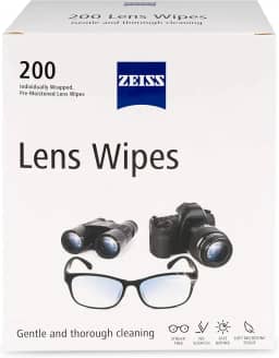 Lenços de limpeza de óculos ZEISS – 200 lenços pré-umedecidos para limpeza de óculos