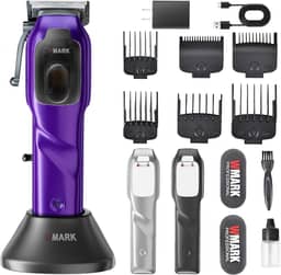 WMARK 2023 NG-9003 Máquina de cortar cabelo profissional de alta velocidade com microchip, motor magnético 10000 RPM 9V com suporte de carga (NG-9003 roxo)