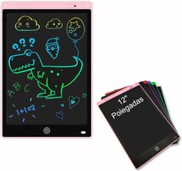 Lousa Mágica Digital Infantil 12" Polegadas Multicolorido Tablet Infantil Lcd Para Escrever e Desenhar (Rosa)