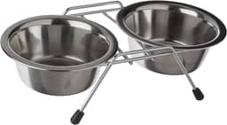 Chalesco Comedouro Duplo para Cães Cromado 240 ml