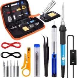 Ferro de Solda 110v Kit de Ferro de Solda Eletrônicos, Ferramenta de Soldagem de Temperatura Ajustável de 60w, 5 Pontas de Solda, Bomba de Dessolda Sugador de Solda, Estação de Solda