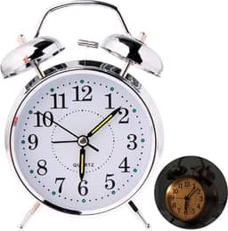 Relógio de Mesa Despertador Antigo Vintage Clássico Com Luz Led Noturna Em Metal Analógico