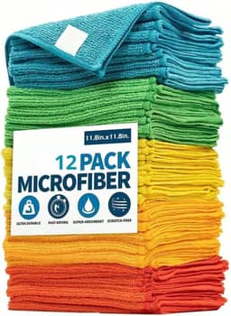 Kit 12 Pano Microfibra Flanela Multiuso 28x28 Não Arranha Macio e Absorvente Limpeza Profunda Automotivo Vidro Pia Uso Doméstico Anti-risco Premium FastJoy