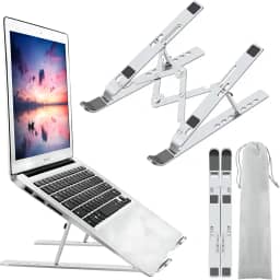 Suporte para laptop, suporte para laptop, suporte para computador Riser, suporte de notebook portátil dobrável de alumínio ajustável, compatível com MacBook Air Pro, HP, Lenovo, Dell,