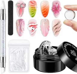 modelones Gel Construtor De Unhas Sólido, Kit 3D Para Extensões E Esculturas, Transparente Rígido Não Pegajoso Artísticas Em Salão Ou Manicure Caseira, Luz Uv Necessária