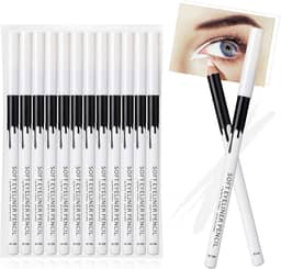 Erinde 12Pcs Lápis Delineador Branco, Lápis Delineador Em Gel Iluminador Suave, Caneta Delineadora de Olhos, Sombra Profissional Eye Bighten À Prova D'Água Fosca Hipoalergênica, Fácil de Colorir, Cane