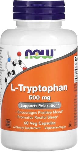 L-Tryptophan Triptofano 500mg Now Foods (60 Cápsulas Vegetarianas)