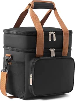 Bolsa Térmica Grande Espaçosa Dois Compartimentos Lancheira Para Marmita, Passeio, Escola, Faculdade, Trabalho Bolsa Para Marmita (Preto)