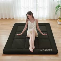 GORTUPI Colchão de chão japonês solteiro sem capa lavável, colchão futon japonês dobrável para chão, cama, colchão para dormir, colchão de tatame, colchão dobrável japonês preto A, solteiro