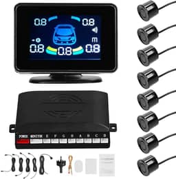 Sistema de radares de inversão do sensor de estacionamento do carro Suporte dianteiro e traseiro Aviso de som/campainha/mudo com 8 sensores de estacionamento Detecção de distância LCD Display de