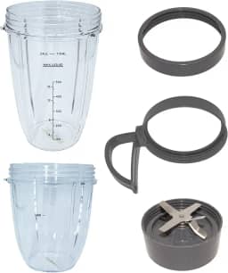 Blendin Conjunto De Kit De Atualização Deluxe De 5 Peças Com Lâmina Extratora, Xícaras, Alça, Anel Labial, Compatível Com Misturador De Suco De Liquidificador Nutribullet 600W E 900W Cinza
