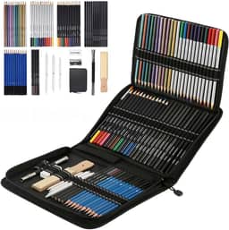 Conjunto profissional de lápis de cor ToneGrip para desenho e esboço com 72 unidades, lápis de cor grafite, ferramenta de haste de carvão, estojo de lona com zíper, para crianças adultos, adolescentes e artistas