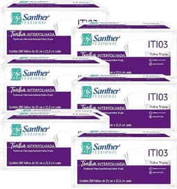Papel Toalha Interfolhado Folha Tripla Santher Maxima Absorção 1200 Folhas