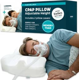 Lunderg CPAP Pillow for Side Sleepers - Includes 2 Pillowcases - Adjustable Memory Foam Pillow for Sleeping on Your Side, Back & Stomach - Reduce Air Leaks & Mask Pressure for a Better Sl