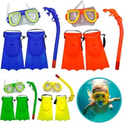 Kit Natação Infantil Máscara Óculos Mergulho Pé De Pato Silicone Snorkel Criança