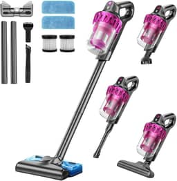 Sucção e reboque aspirador de pó vertical sem fio, Tanque de água removível, Ajuste de 3 velocidades, Equipado com cabeça de escova dois em um, elemento filtrante×2, Sucção de boca plana, pano×2