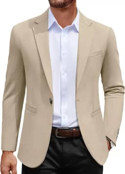 Blazer masculino casual com um botão, casaco esportivo de malha leve