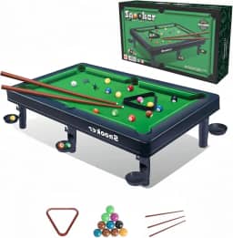 Mini mesa de bilhar – mesa de jogo de bilhar portátil de 53 cm para crianças e adultos, mesa de bilhar dobrável com bolas e bastões, presente noturno de jogo familiar para meninos e meninas
