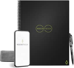 Rocketbook Caderno reutilizável inteligente com 1 caneta Pilot Frixion e 1 pano de microfibra, 21,5 x 27,9 cm, Infinity Black