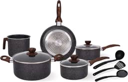 Jogo de Panelas Indução Cerâmica Antiaderente 8 Peças, Adequado para Fogão a Indução, Gás, Elétrico e Vitrocerâmico, Durável Lindas e Qualidade