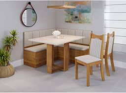 Conjunto Canto com Mesa Retangular America com 2 Cadeiras Dalas Mel/Blonde/Marfim