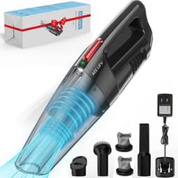 Aspirador de Pó Portátil Sem Fios, 9000PA Sucção Poderosa com Luz LED, Úmido/Seco, Recarregável, para Carros e Casa, com Filtro Duplo Lavável, Preto, 127V