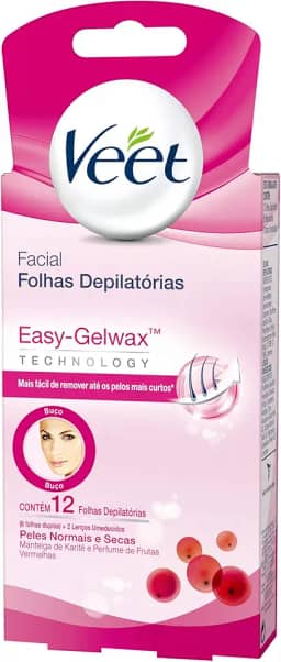 Veet Cera Fria Facial Peles Normais e Secas - 12 Folhas