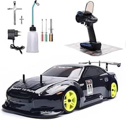 2.4G Nitro Gás RC Carros Caminhão 1/10 17IN Profissional de Alta Velocidade Deriva Motor a Gasolina Carro de Controle Remoto Nitrogênio Drive 4WD 80KM / H Chassi de Metal Gás RC Carros Adult