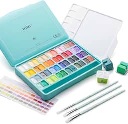 HIMI Conjunto de tinta guache gelatinosa de copo duplo, 48 cores 12 g, design de copo de gelatina, tinta não tóxica para tela e papel, materiais de arte para profissionais (capa verde)