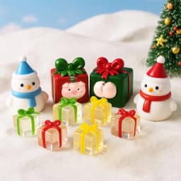 10 peças de estatuetas de Natal – caixas de presente de resina em miniatura multicoloridas, mini estatuetas de Natal para artesanato, acessórios de festa no jardim