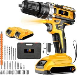 Furadeira e Parafusadeira 48V 1.3Ah Amarela, Torque 35Nm, Kit Doméstico com 2 Baterias, Acessórios e Maleta, Ideal para Projetos DIY e Reparos Domésticos