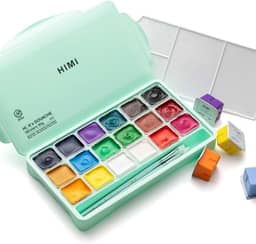 HIMI Conjunto de tintas guache, 18 cores, 30 g, conjunto de tinta guache gelatinosa, tinta não tóxica para tela e papel, materiais de arte para profissionais e mais (caixa verde