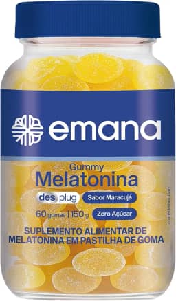 Emana Gummy de Melatonina Desplug Zero Açúcar Sabor Maracujá 60 Gomas - Pote 150g