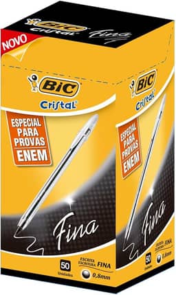 BIC, Caneta Esferográfica Escrita Fina, Cristal Fina, Preta, 50 Unidades