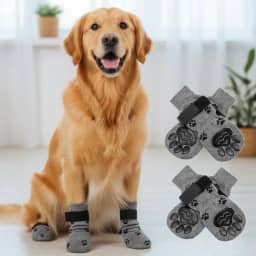 4 meias antiderrapantes para cães - botas de cachorro para evitar lamber patas, sapatos antiderrapantes para cães ao ar livre, ótimo para proteção de patas de cães